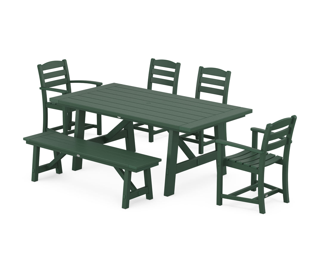 POLYWOOD® La Casa Café 6-Piece Rustic Farmhouse Dining Set with Bench