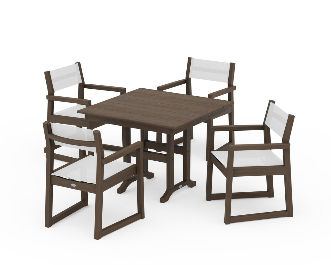 POLYWOOD® EDGE Sling Arm Chair 5-Piece Farmhouse Dining Set