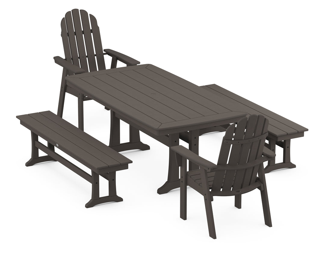 POLYWOOD® Vineyard Adirondack 5-Piece Dining Set with Trestle Legs