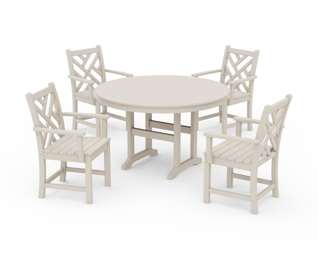 POLYWOOD® Chippendale 5-Piece Round Farmhouse Dining Set