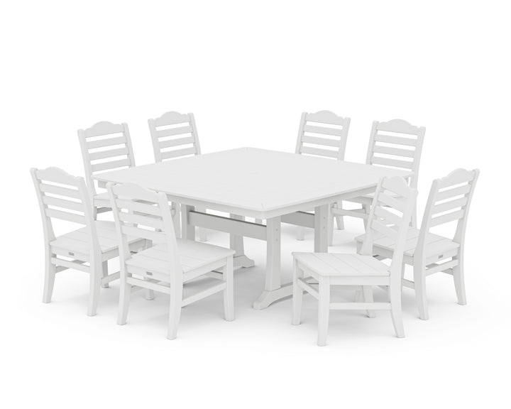 POLYWOOD® Savannah Side Chair 9-Piece Square Dining Set with Trestle Legs