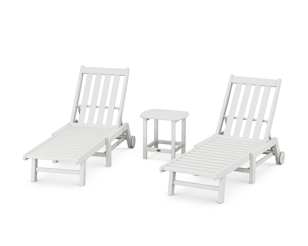 POLYWOOD® Vineyard 3-Piece Chaise with Wheels Set
