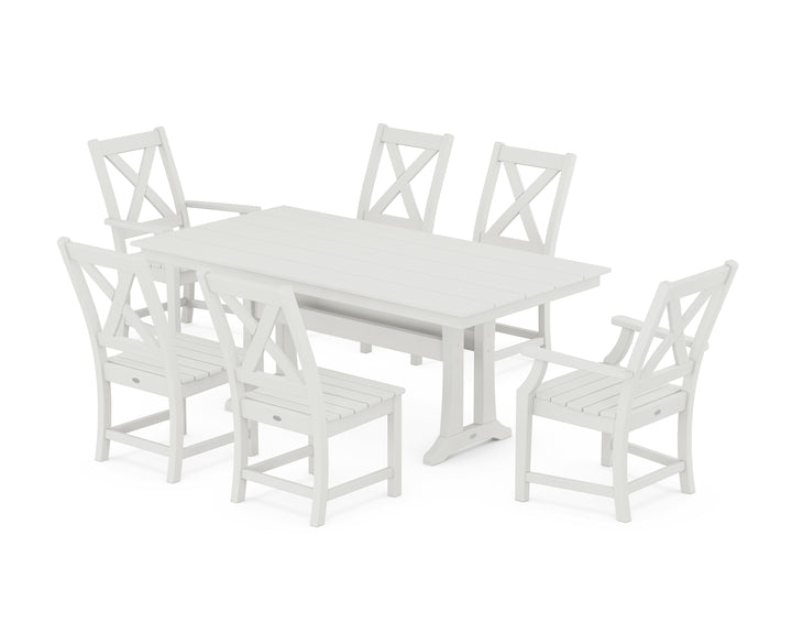POLYWOOD® Braxton 7-Piece Farmhouse Dining Set With Trestle Legs