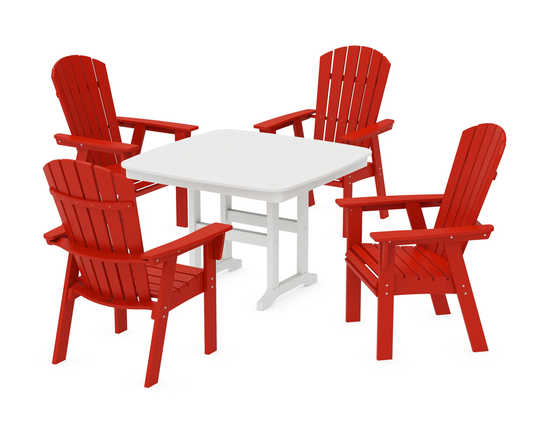 POLYWOOD® Nautical Curveback Adirondack 5-Piece Dining Set