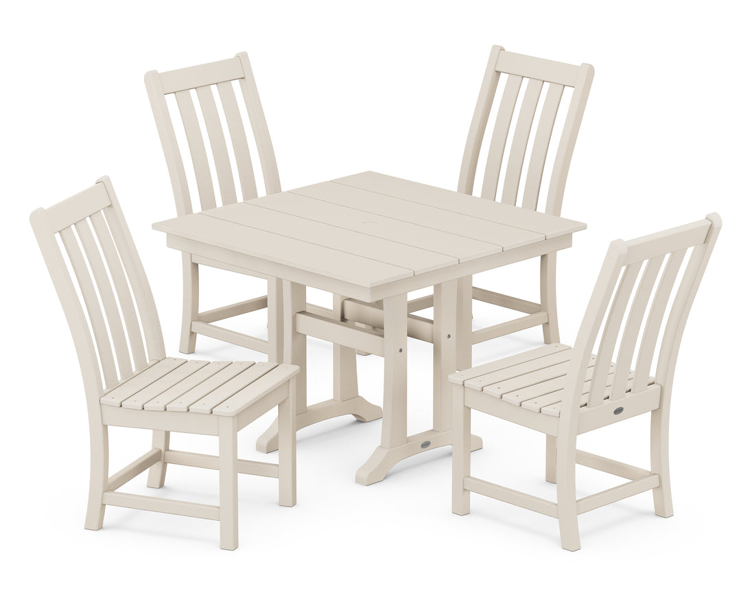 POLYWOOD® Vineyard 5-Piece Farmhouse Trestle Side Chair Dining Set