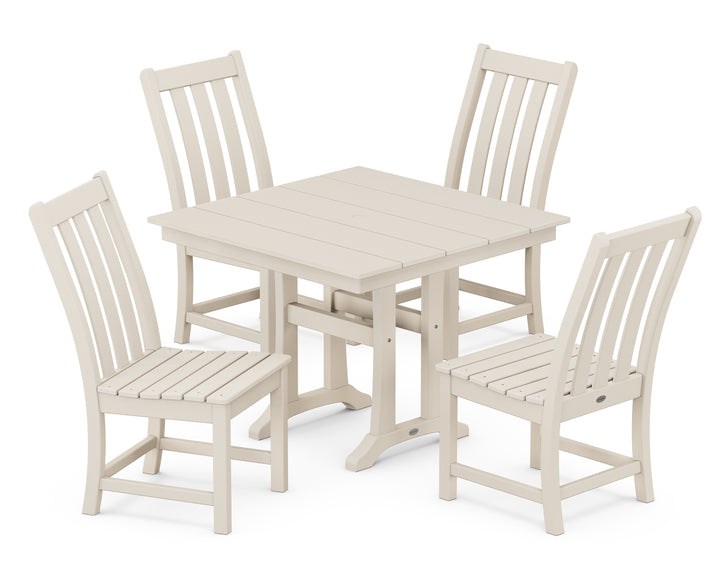 POLYWOOD® Vineyard 5-Piece Farmhouse Trestle Side Chair Dining Set