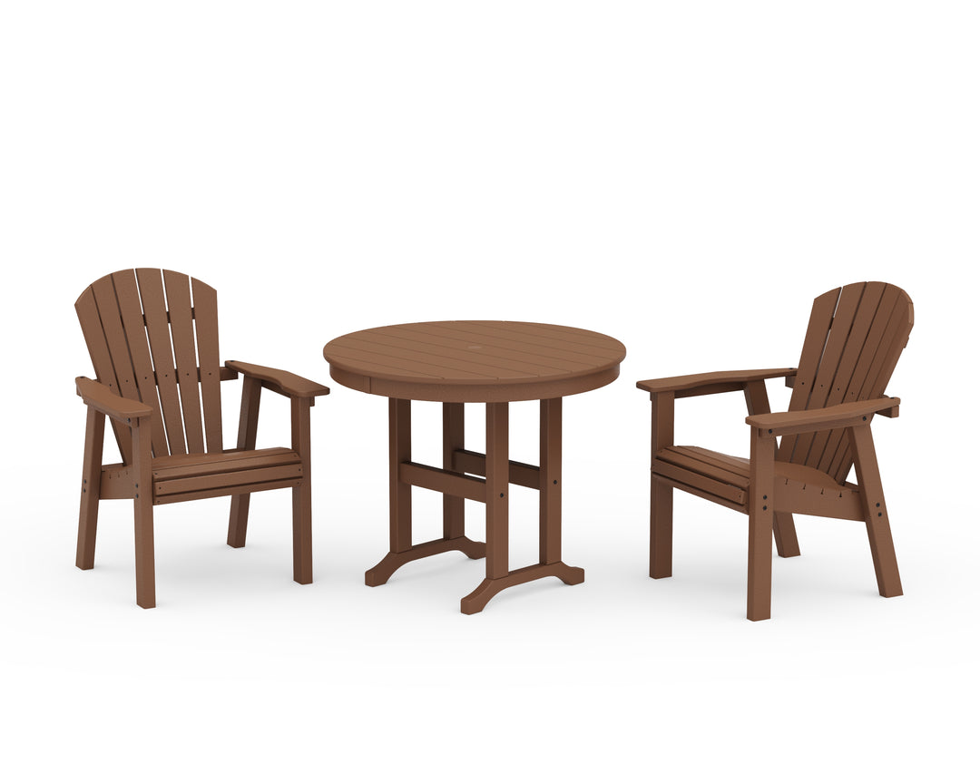 POLYWOOD® Seashell 3-Piece Round Farmhouse Dining Set