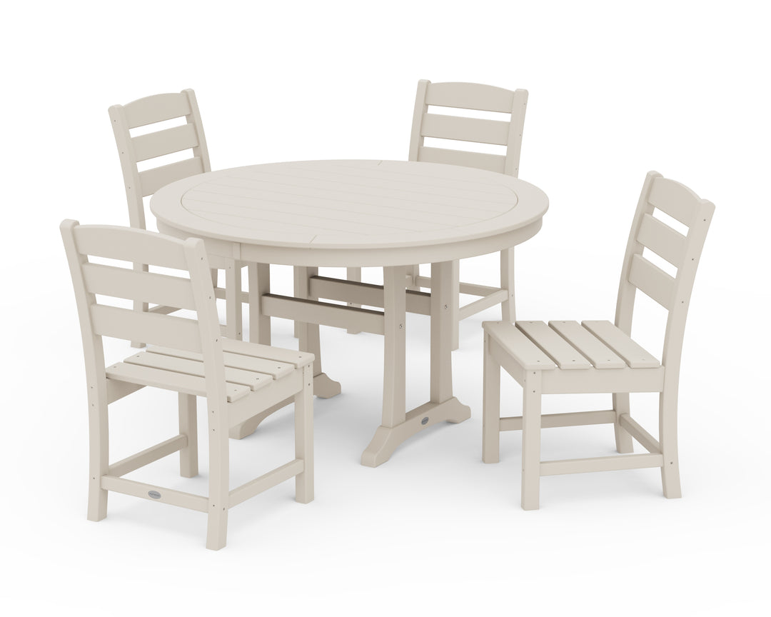 POLYWOOD® Lakeside Side Chair 5-Piece Round Dining Set With Trestle Legs