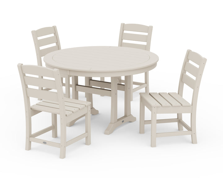 POLYWOOD® Lakeside Side Chair 5-Piece Round Dining Set With Trestle Legs