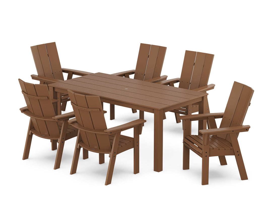 POLYWOOD® Modern Curveback Adirondack 7-Piece Parsons Dining Set