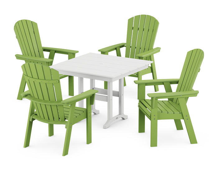 POLYWOOD® Nautical Curveback Adirondack 5-Piece Farmhouse Dining Set