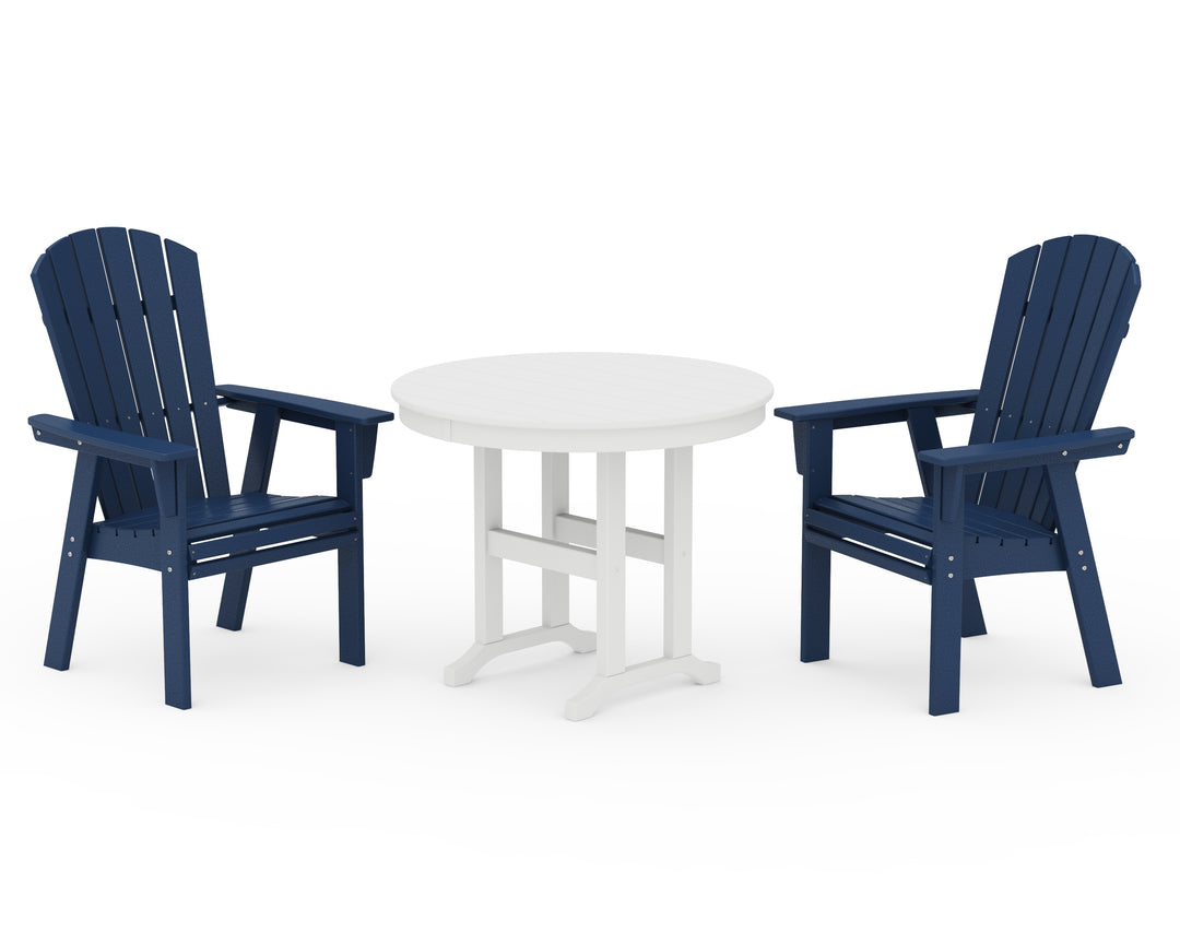 POLYWOOD® Nautical Adirondack 3-Piece Round Dining Set