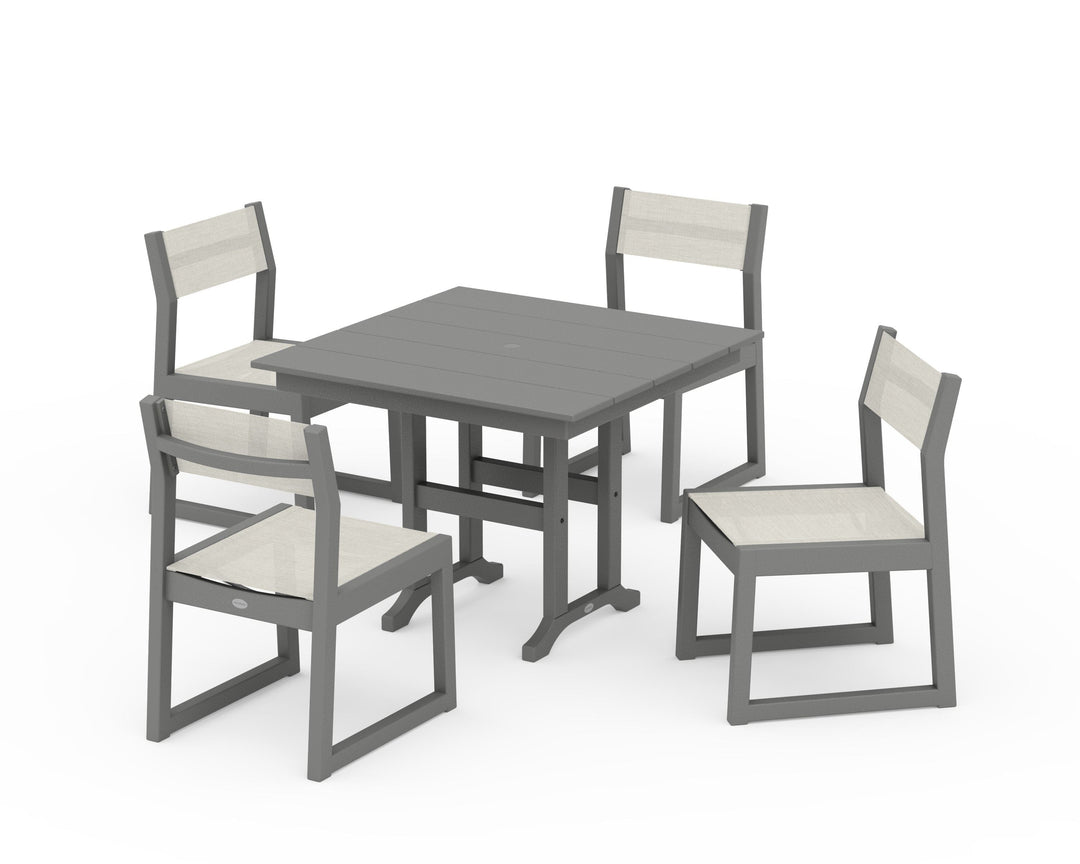 POLYWOOD® EDGE Sling Side Chair 5-Piece Farmhouse Dining Set