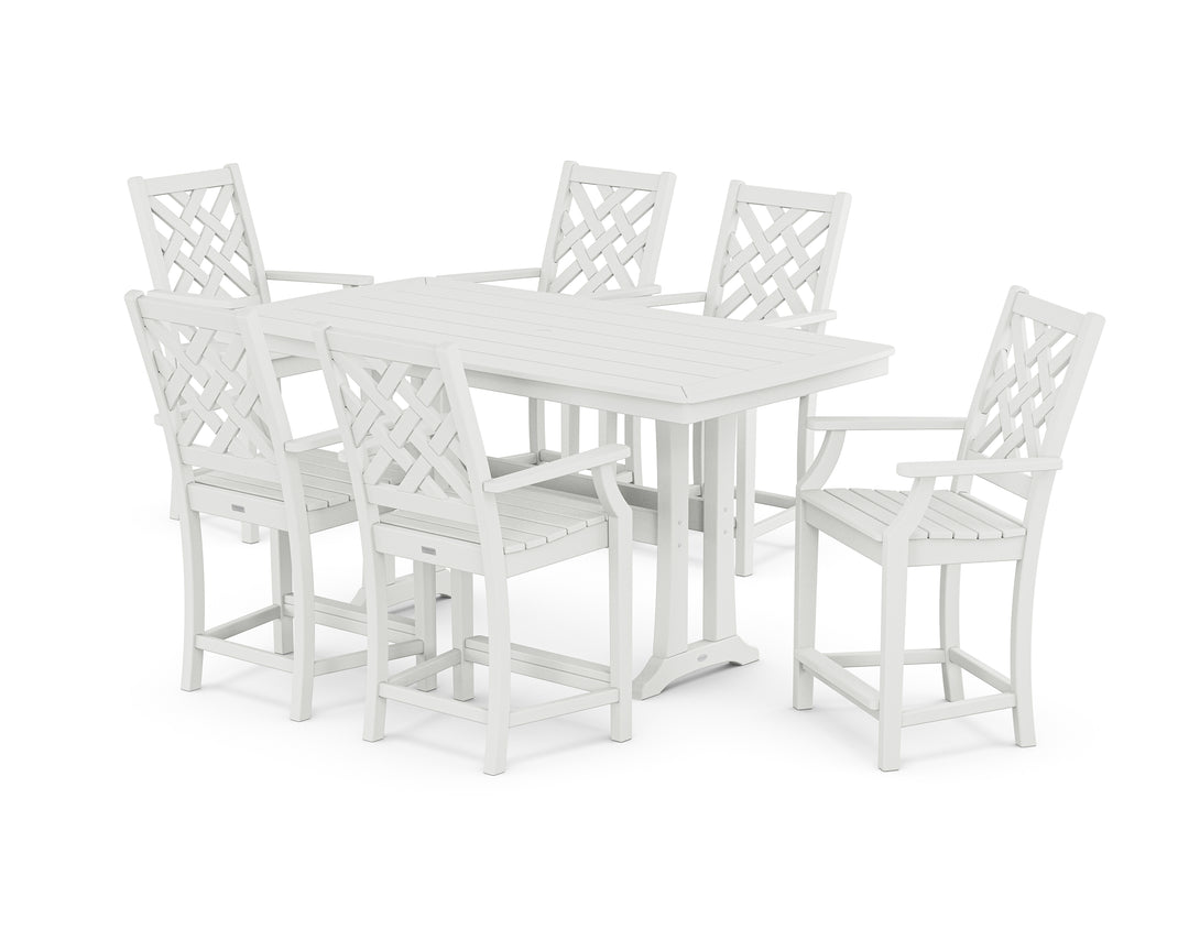 Country Living Wovendale Arm Chair 7-Piece Counter Set with Trestle Legs