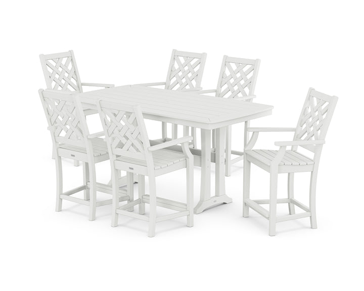 Country Living Wovendale Arm Chair 7-Piece Counter Set with Trestle Legs