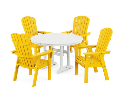 Nautical Curveback Adirondack 5-Piece Round Dining Set with Trestle Legs