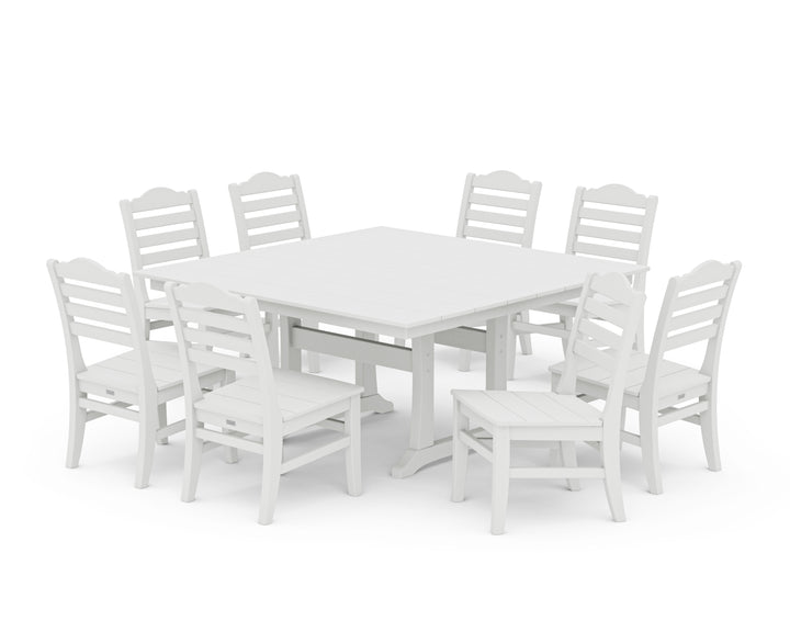 POLYWOOD® Savannah Side Chair 9-Piece Square Farmhouse Dining Set with Trestle Legs