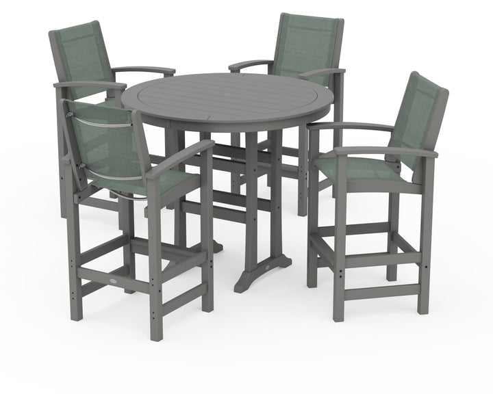 POLYWOOD® Coastal 5-Piece Nautical Trestle Bar Set