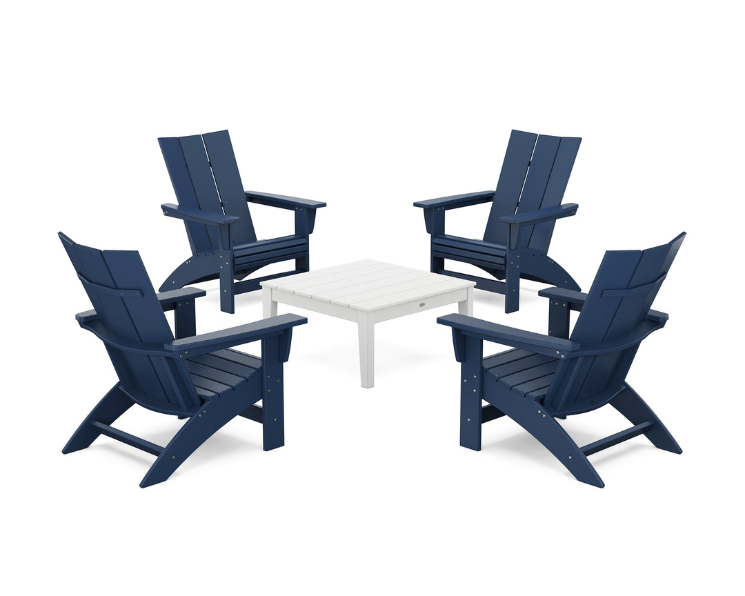 POLYWOOD® 5-Piece Modern Grand Adirondack Chair Conversation Group