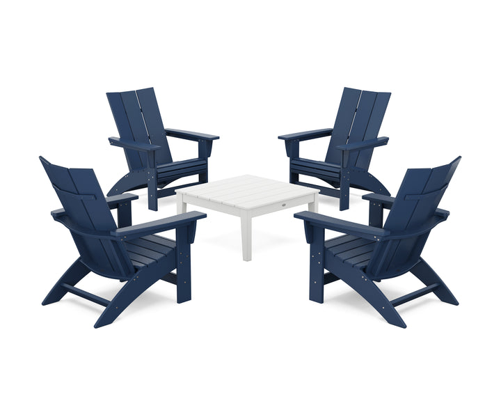 POLYWOOD® 5-Piece Modern Grand Adirondack Chair Conversation Group