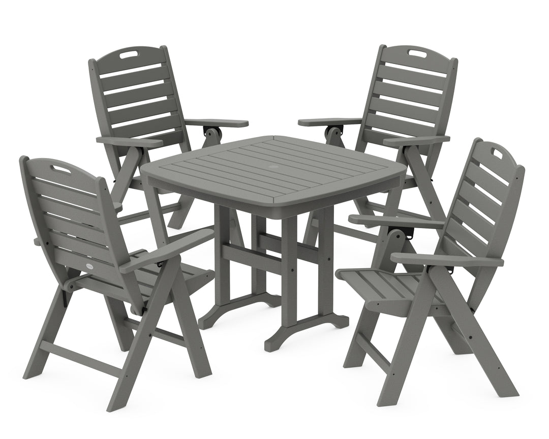 POLYWOOD® Nautical Folding Highback Chair 5-Piece Dining Set