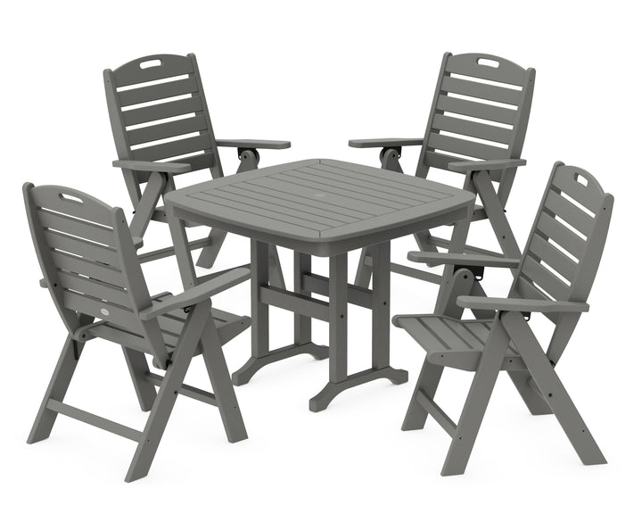 POLYWOOD® Nautical Folding Highback Chair 5-Piece Dining Set