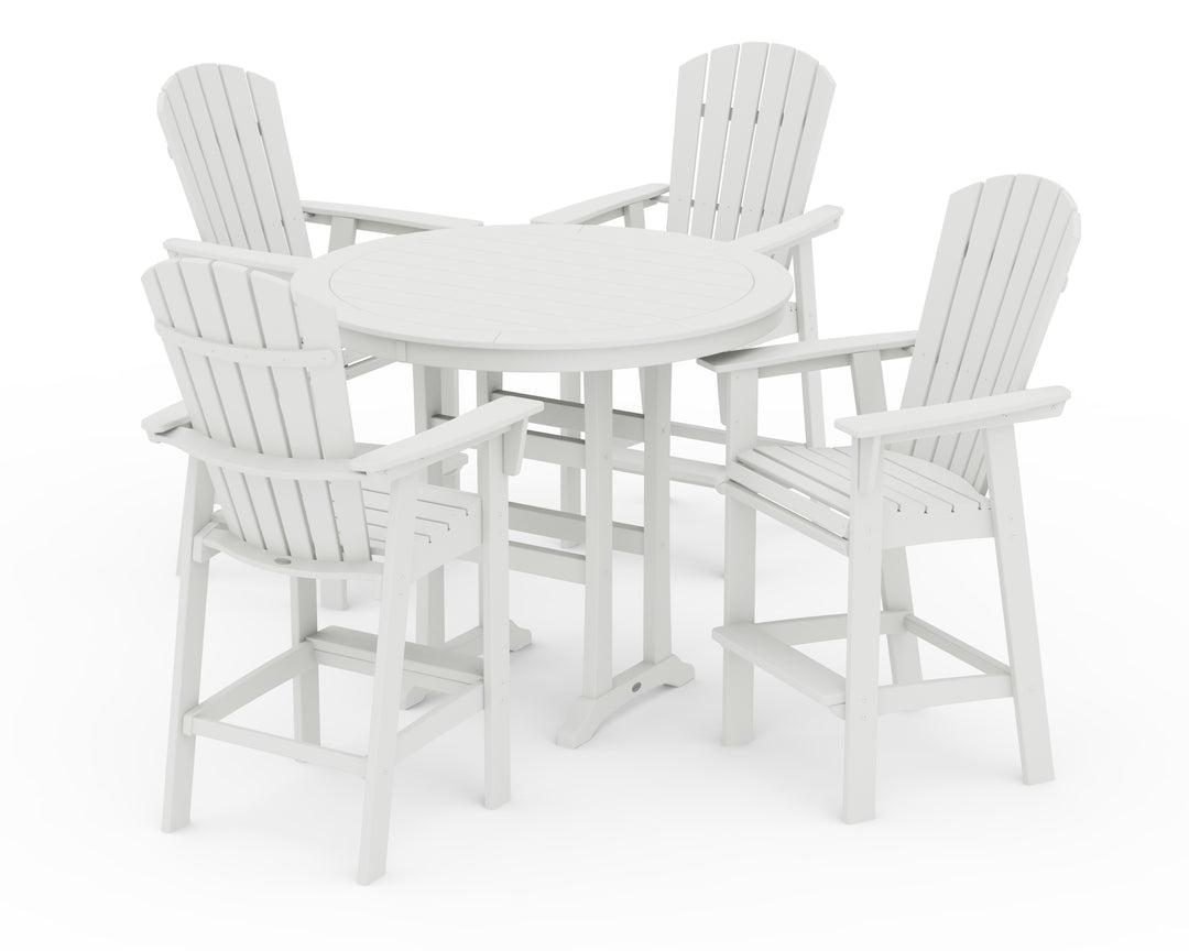 POLYWOOD® Nautical Curveback Adirondack 5-Piece Round Trestle Bar Set