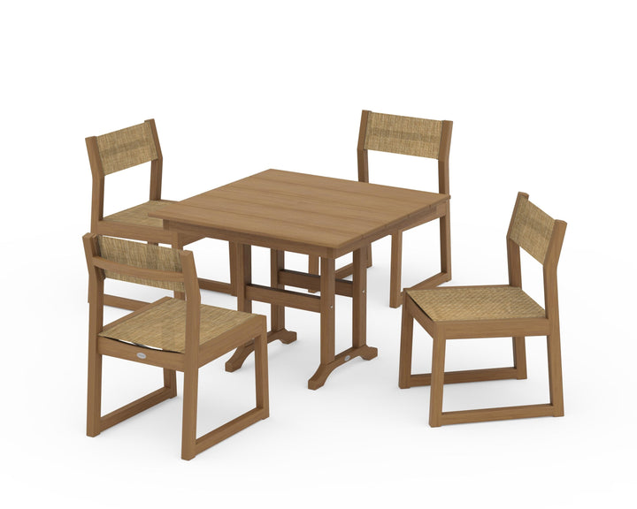 POLYWOOD® EDGE Sling Side Chair 5-Piece Farmhouse Dining Set