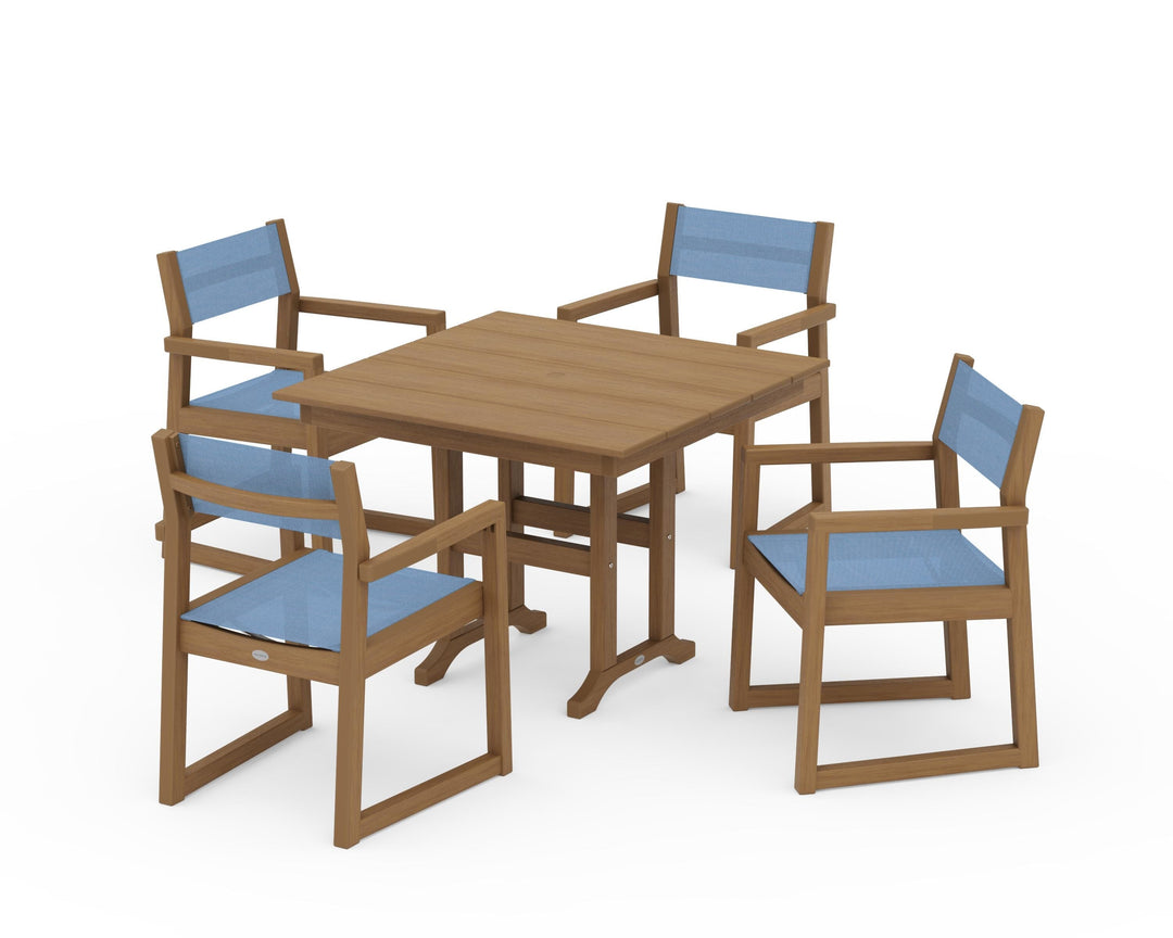 POLYWOOD® EDGE Sling Arm Chair 5-Piece Farmhouse Dining Set