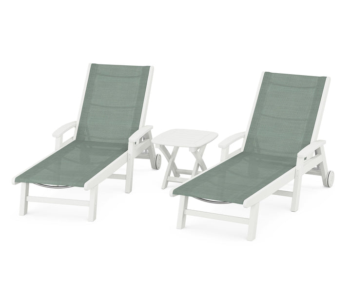POLYWOOD® Coastal 3-Piece Wheeled Chaise Set