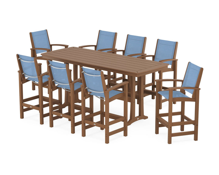 POLYWOOD® Coastal 9-Piece Bar Set with Trestle Legs
