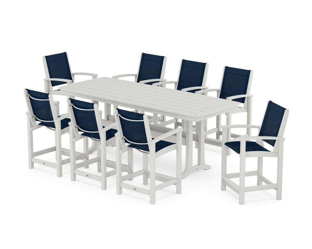 POLYWOOD® Coastal 9-Piece Counter Set with Trestle Legs
