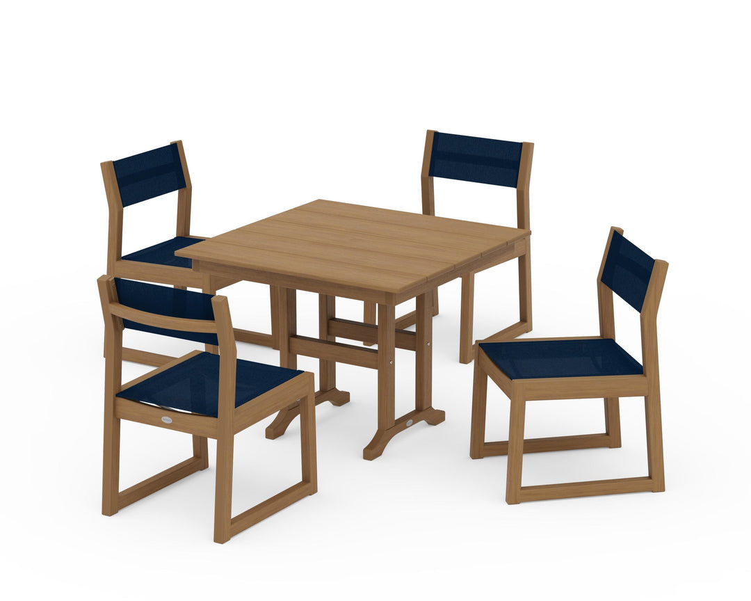 POLYWOOD® EDGE Sling Side Chair 5-Piece Farmhouse Dining Set