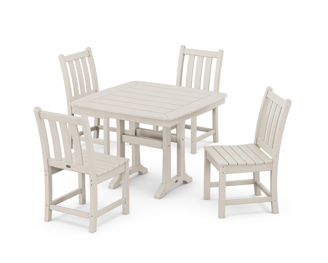 POLYWOOD® Traditional Garden Side Chair 5-Piece Dining Set with Trestle Legs