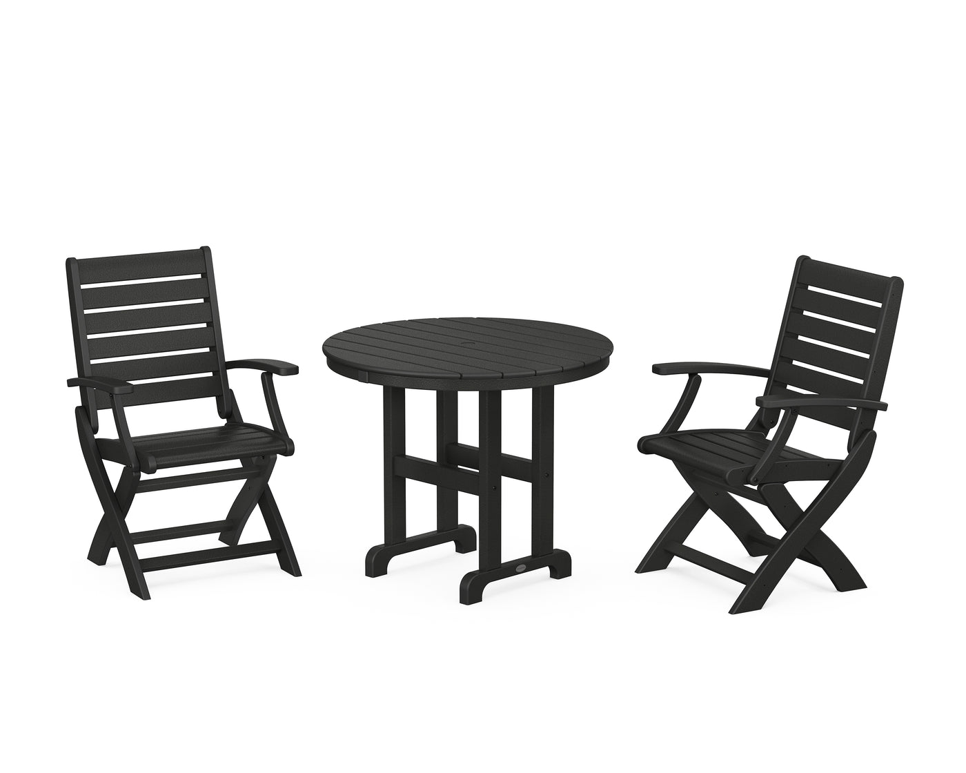 Signature Folding Chair 3-Piece Round Farmhouse Dining Set