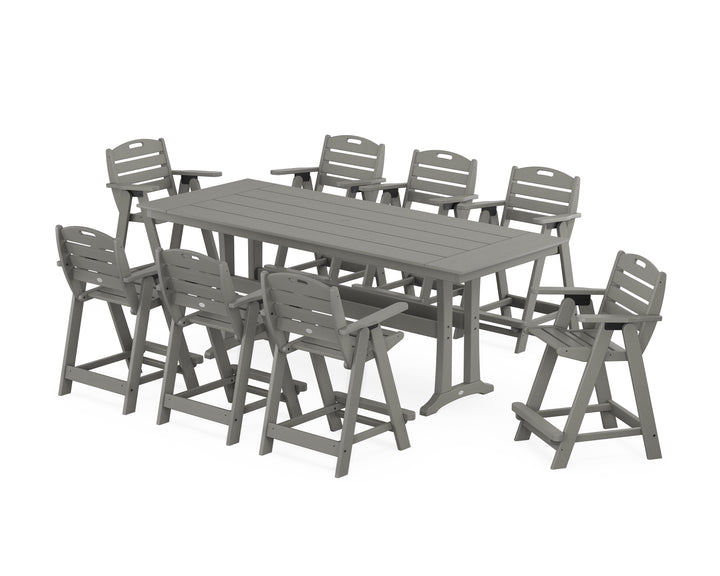 POLYWOOD® Nautical 9-Piece Farmhouse Counter Set with Trestle Legs