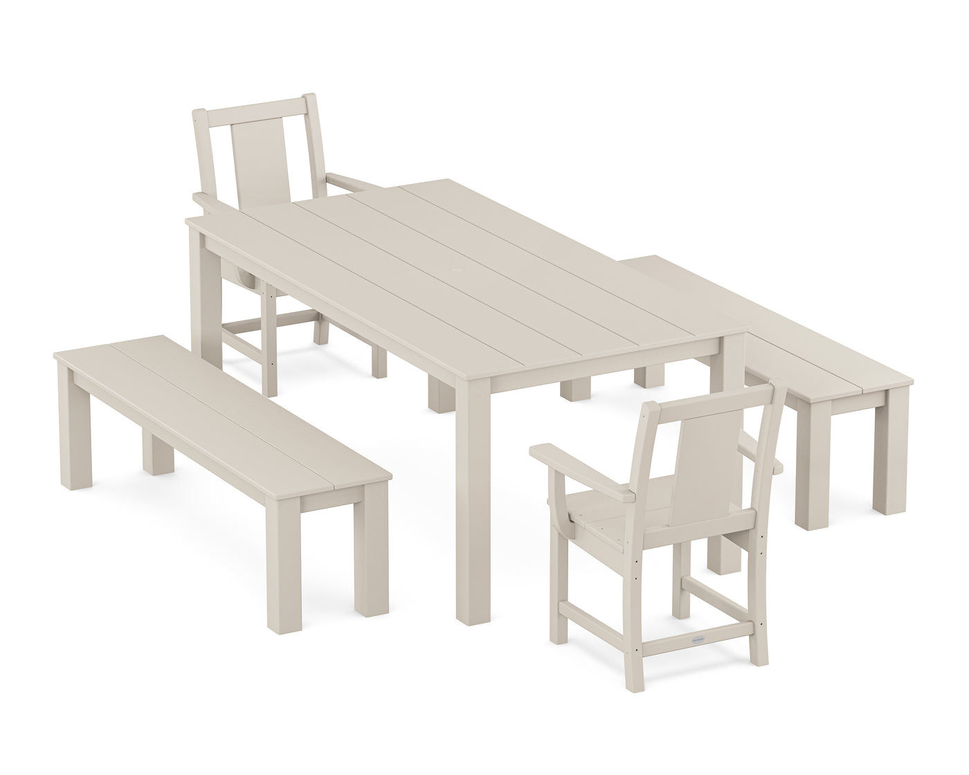 Prairie 5-Piece Parsons Dining Set with Benches