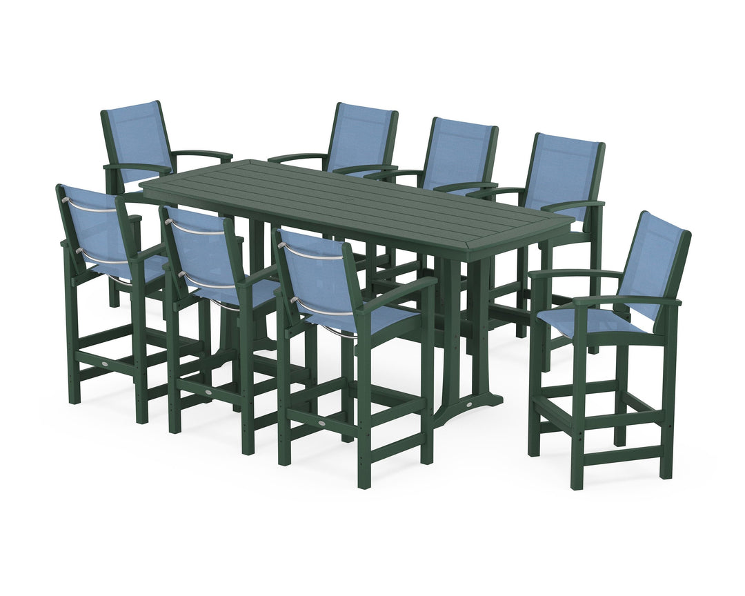 POLYWOOD® Coastal 9-Piece Bar Set with Trestle Legs