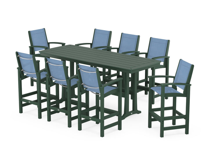 POLYWOOD® Coastal 9-Piece Bar Set with Trestle Legs