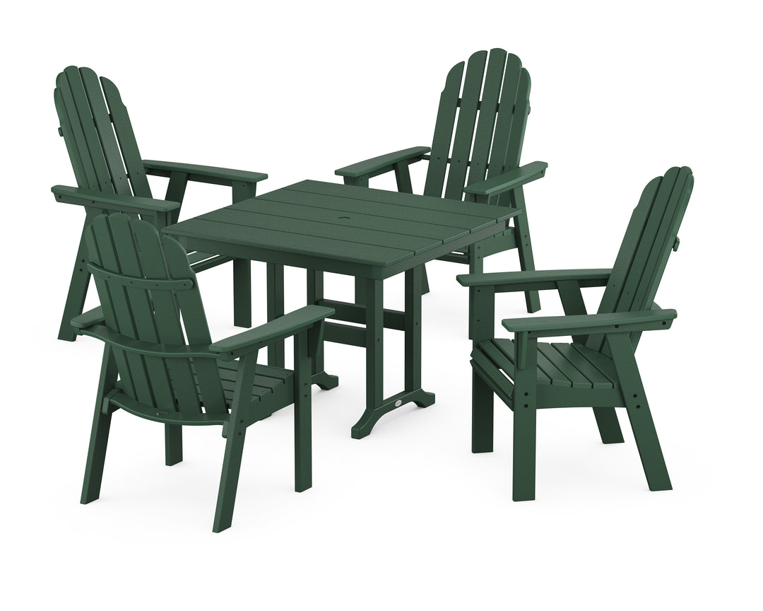 POLYWOOD® Vineyard Curveback Adirondack 5-Piece Farmhouse Dining Set