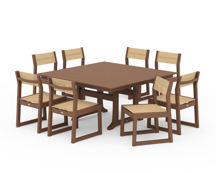 POLYWOOD® EDGE Sling Side Chair 9-Piece Farmhouse Trestle Dining Set