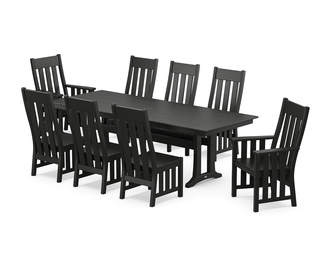 Martha Stewart by POLYWOOD® Acadia 9-Piece Farmhouse Dining Set with Trestle Legs