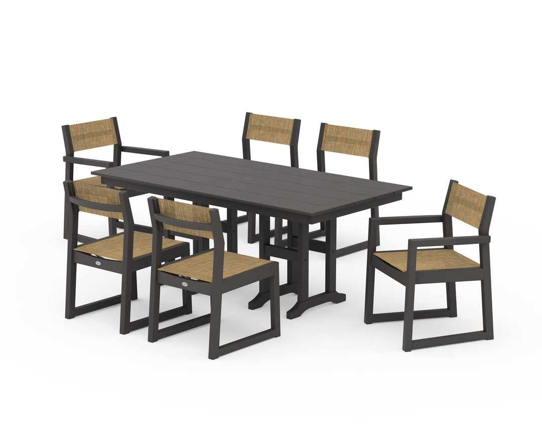 POLYWOOD® EDGE Sling 7-Piece Farmhouse Dining Set