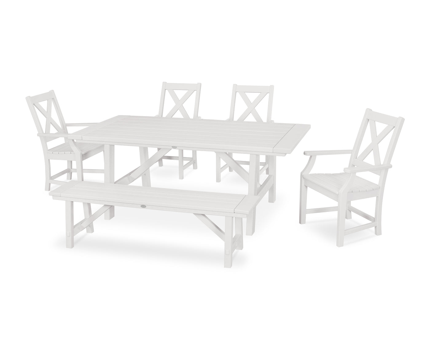 Braxton 6-Piece Rustic Farmhouse Arm Chair Dining Set with Bench