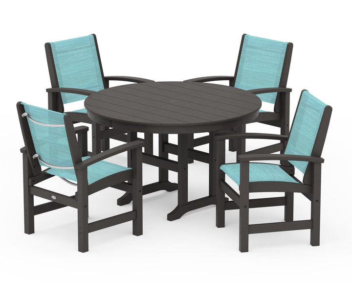 POLYWOOD® Coastal 5-Piece Round Farmhouse Dining Set