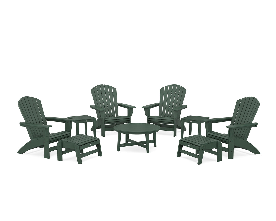 POLYWOOD® Nautical Grand Adirondack 9-Piece Conversation Set