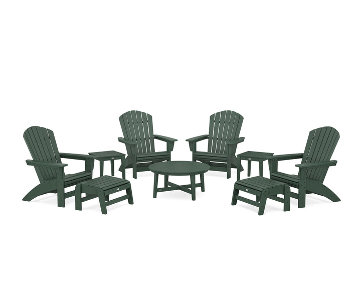 POLYWOOD® Nautical Grand Adirondack 9-Piece Conversation Set