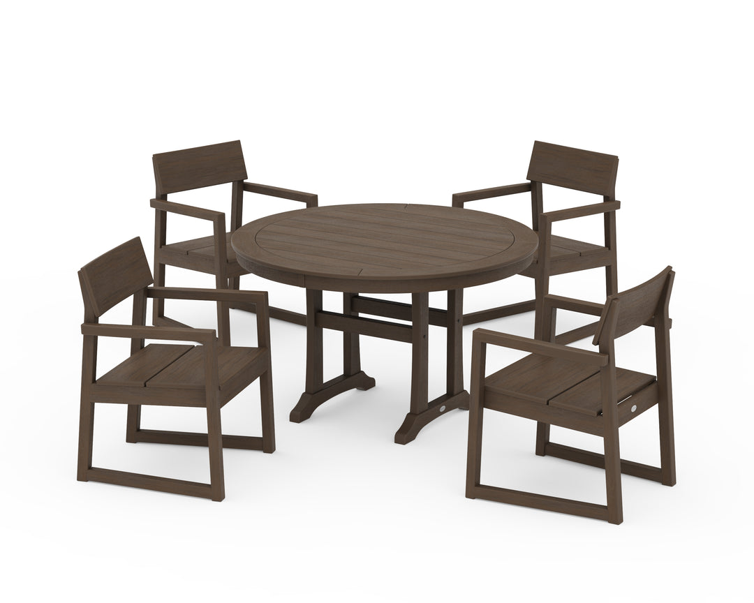 POLYWOOD® EDGE 5-Piece Round Dining Set with Trestle Legs