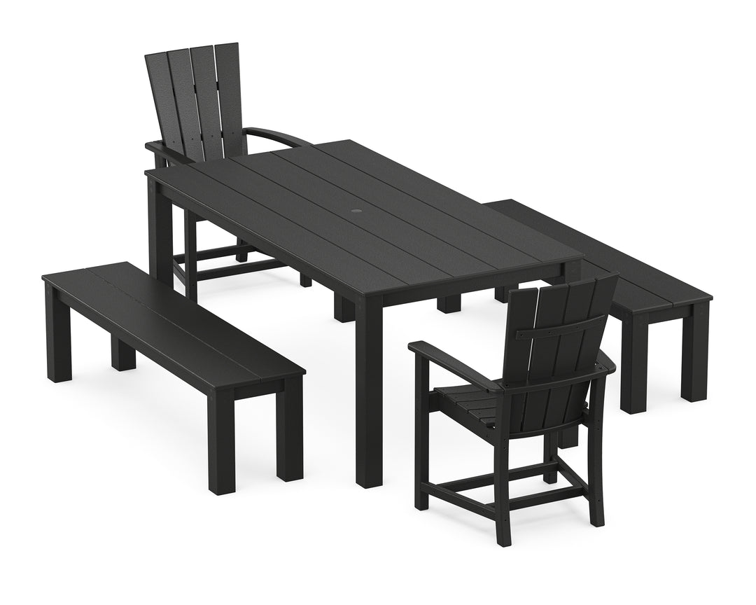 POLYWOOD® Quattro 5-Piece Parsons Dining Set with Benches