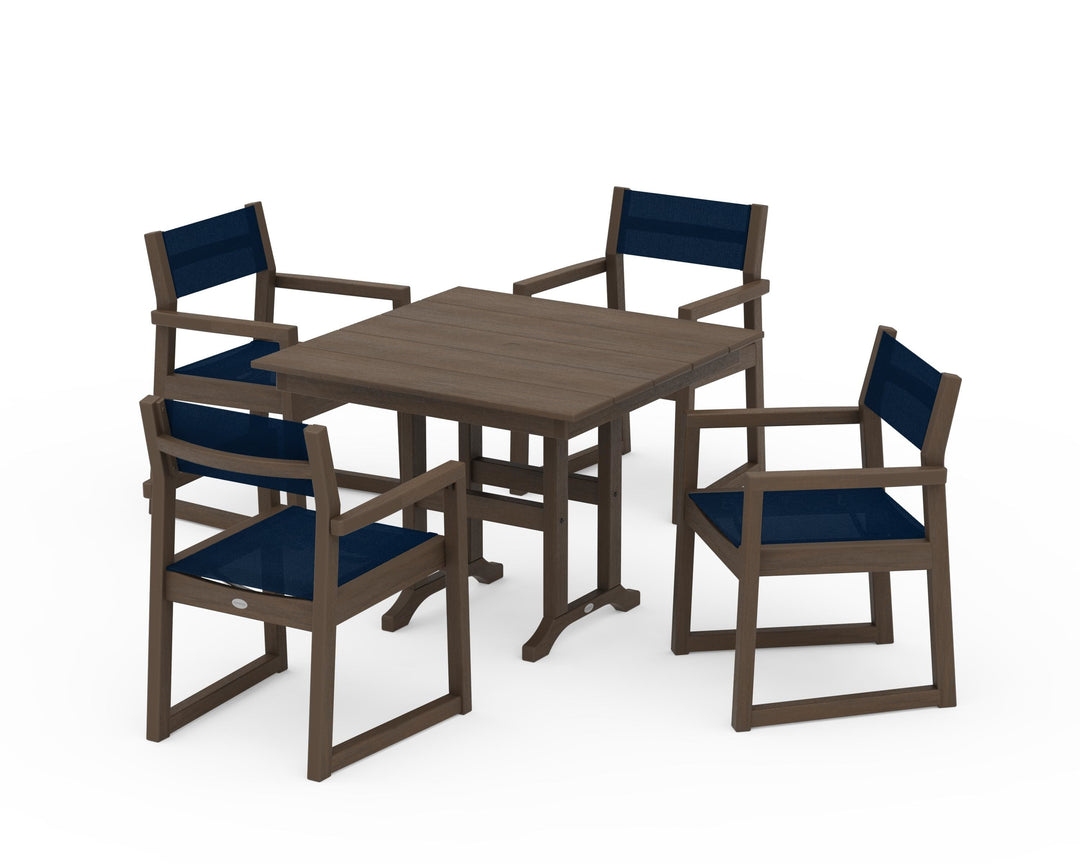 POLYWOOD® EDGE Sling Arm Chair 5-Piece Farmhouse Dining Set